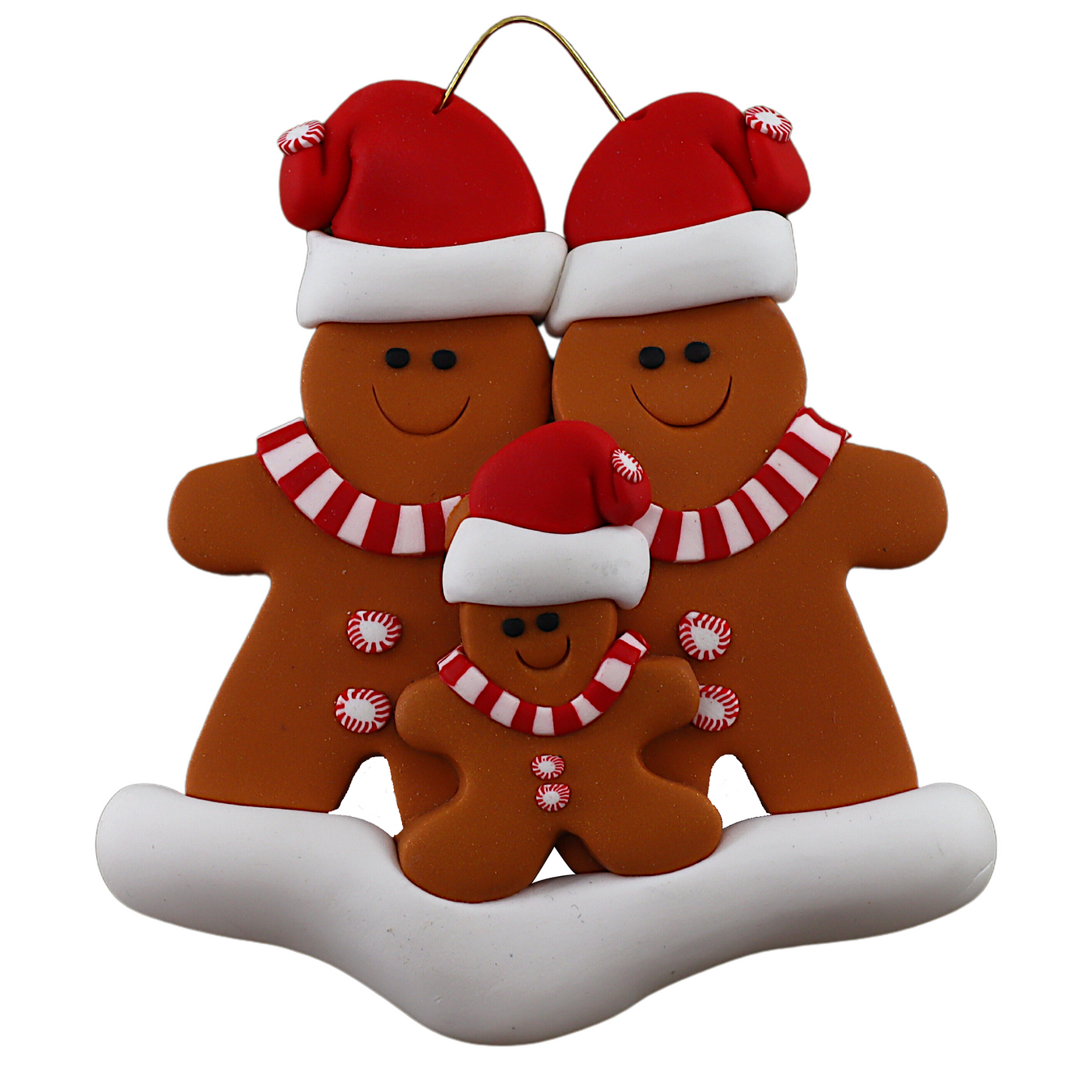 Personalized Christmas Ornament Gingerbread Family of 3