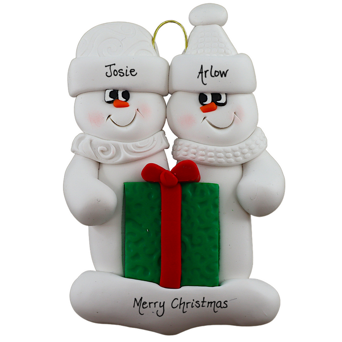 Couple - Heart Snowmen Christmas Ornament