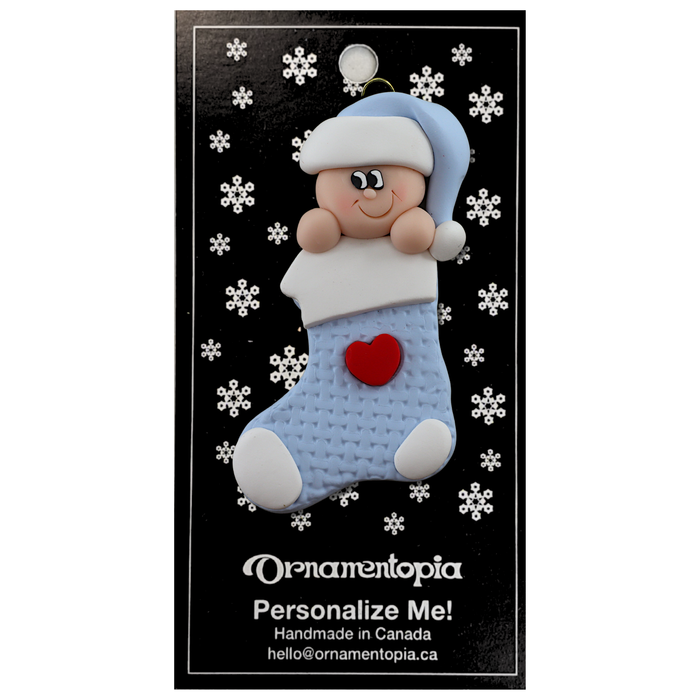 Baby Stocking Christmas Ornament - Blue