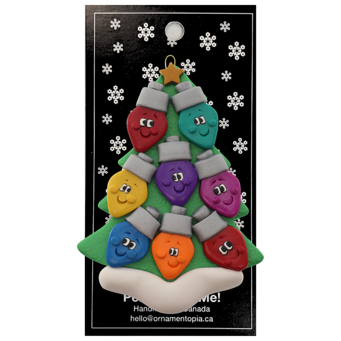 Light Bulb Family of 8 Christmas Ornament