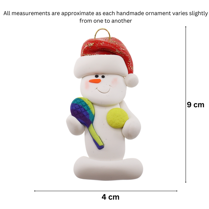 Snowman Tennis Player Christmas Ornament