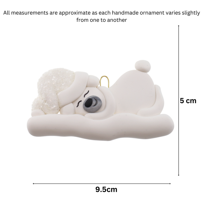 Polar Bear Baby Christmas Ornament - White Glitter
