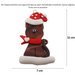 Ornament of brown cat in red and white polka dot Christmas hat and scarf, graphed to show size (7x11cm).
